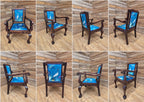 Antique Mahogany Framed Ball Claw Foot Armchair Upholstered In Designer Velvet