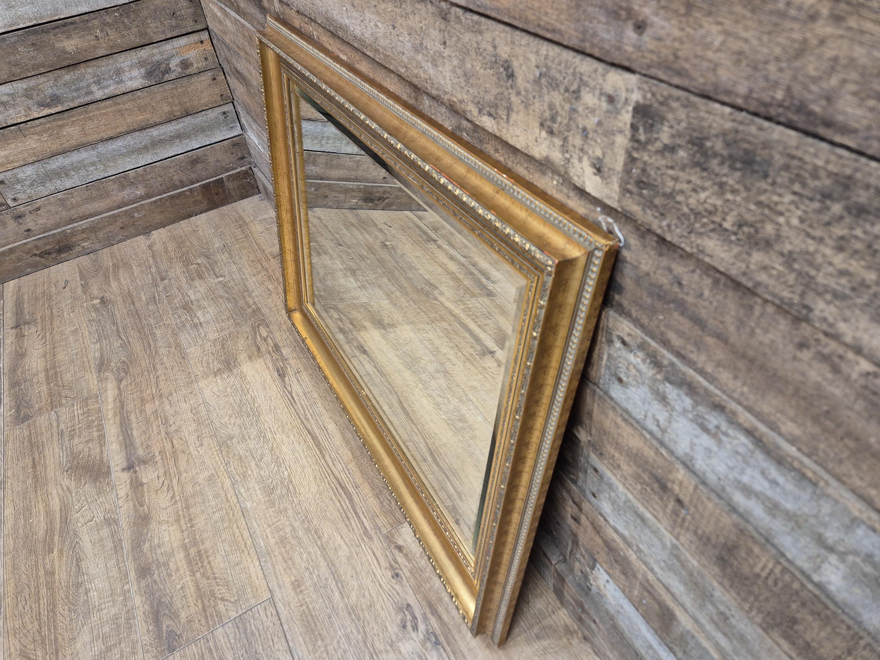Vintage Bevel Edge Gold Framed Gilt Style Large Ornate Mantle Wall Mirror