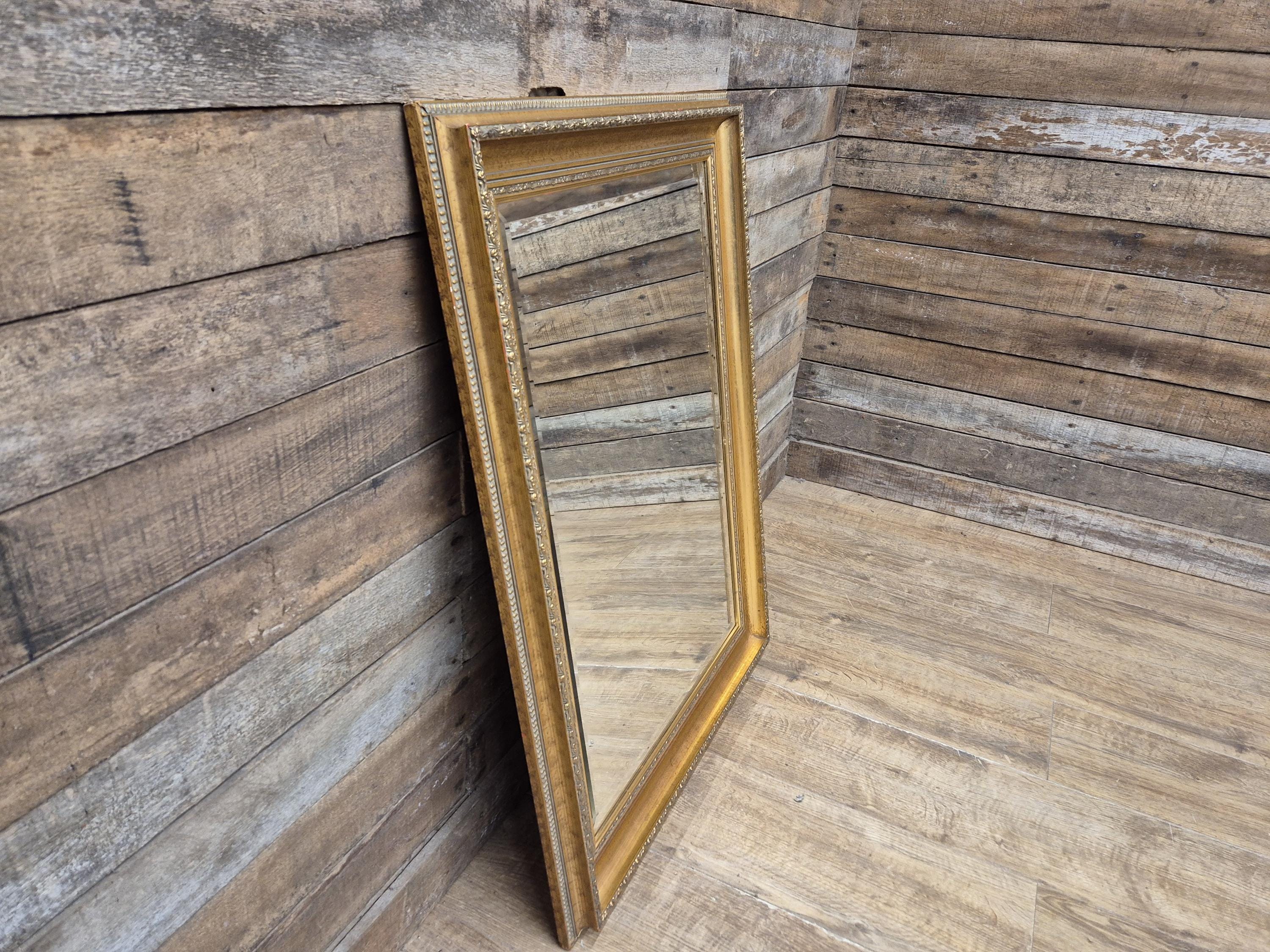 Vintage Bevel Edge Gold Framed Gilt Style Large Ornate Mantle Wall Mirror