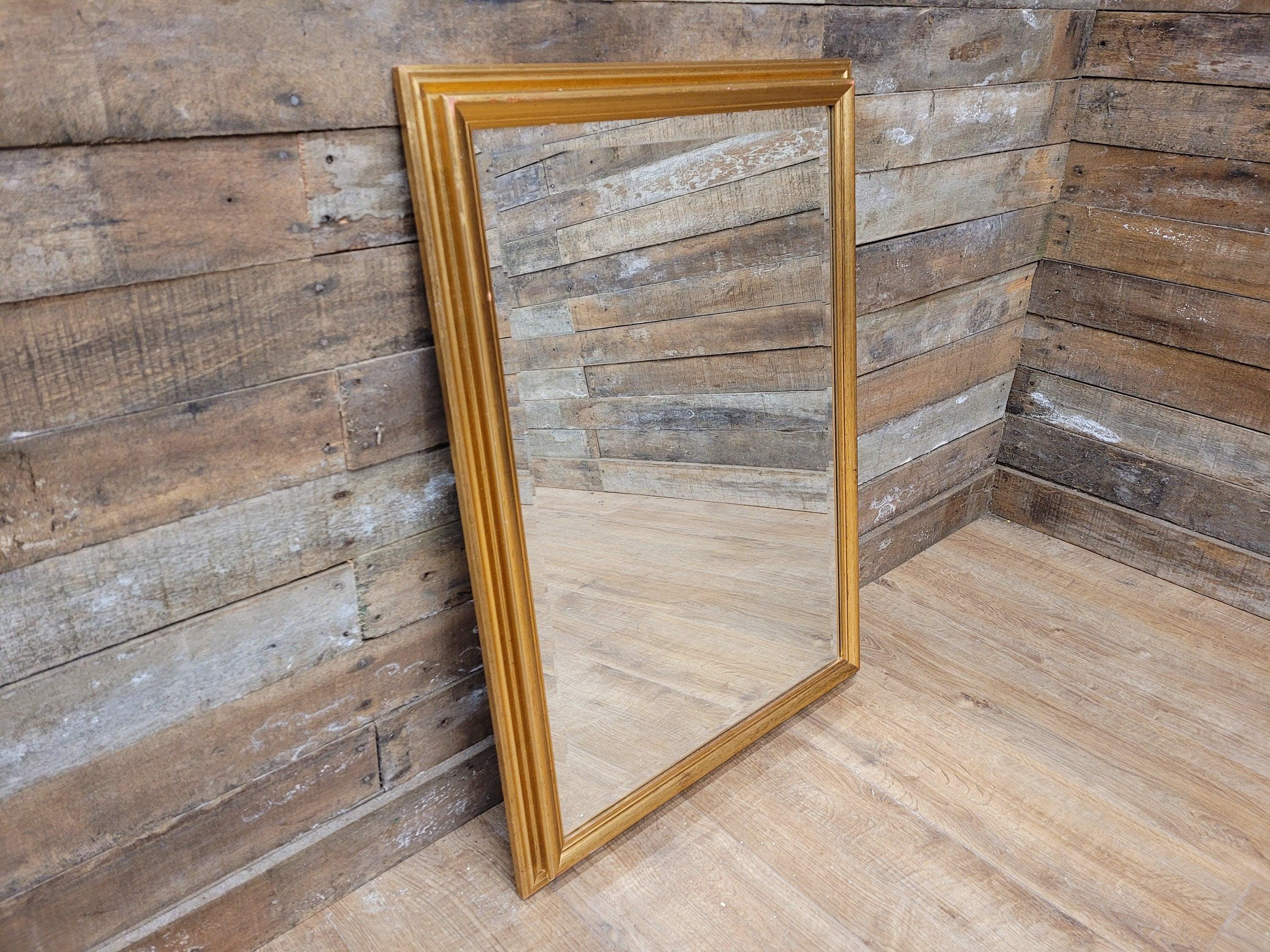 Vintage Gilt Over Mantle Wall Mirror Gold Distressed Framed