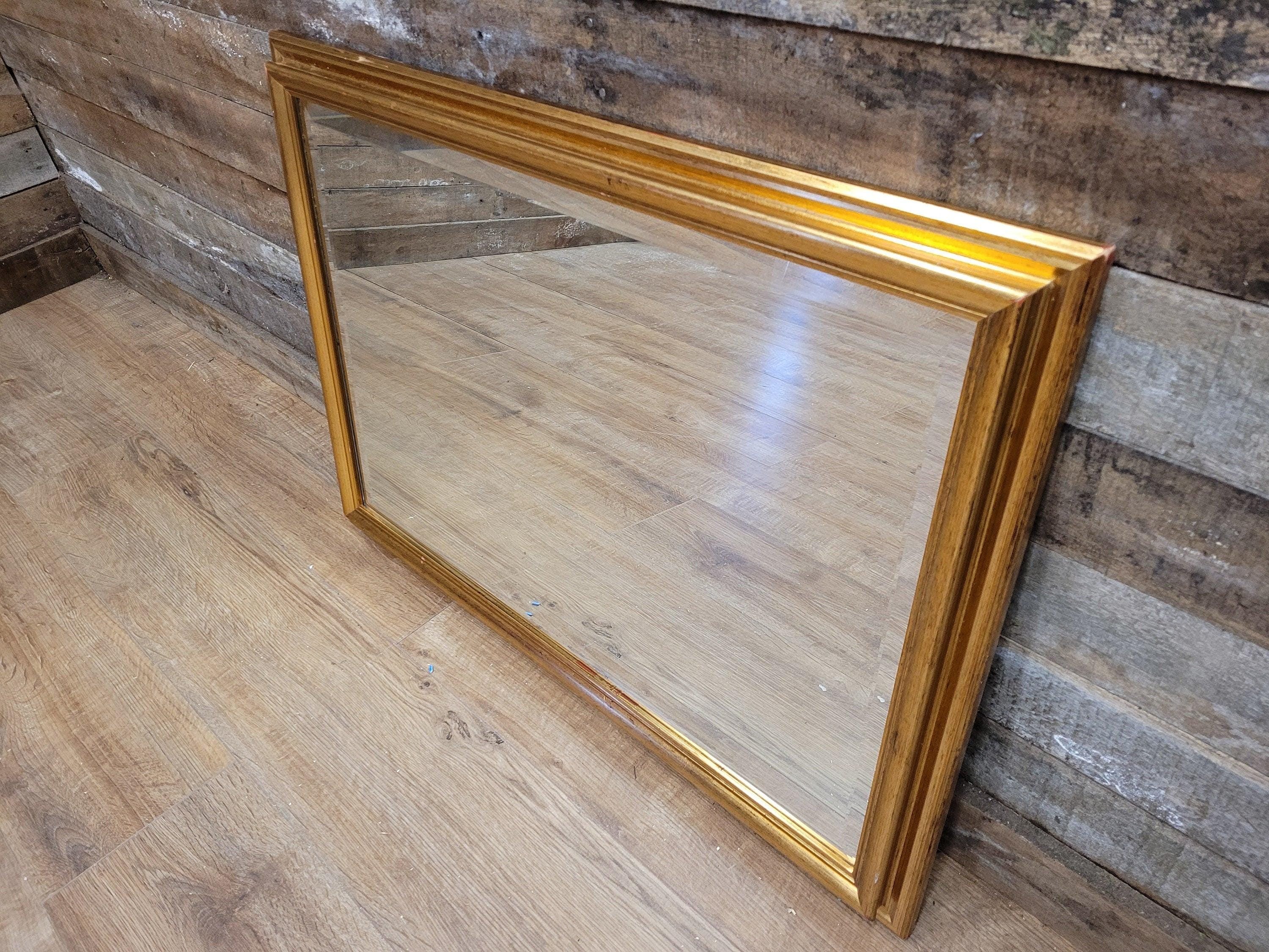 Vintage Gilt Over Mantle Wall Mirror Gold Distressed Framed