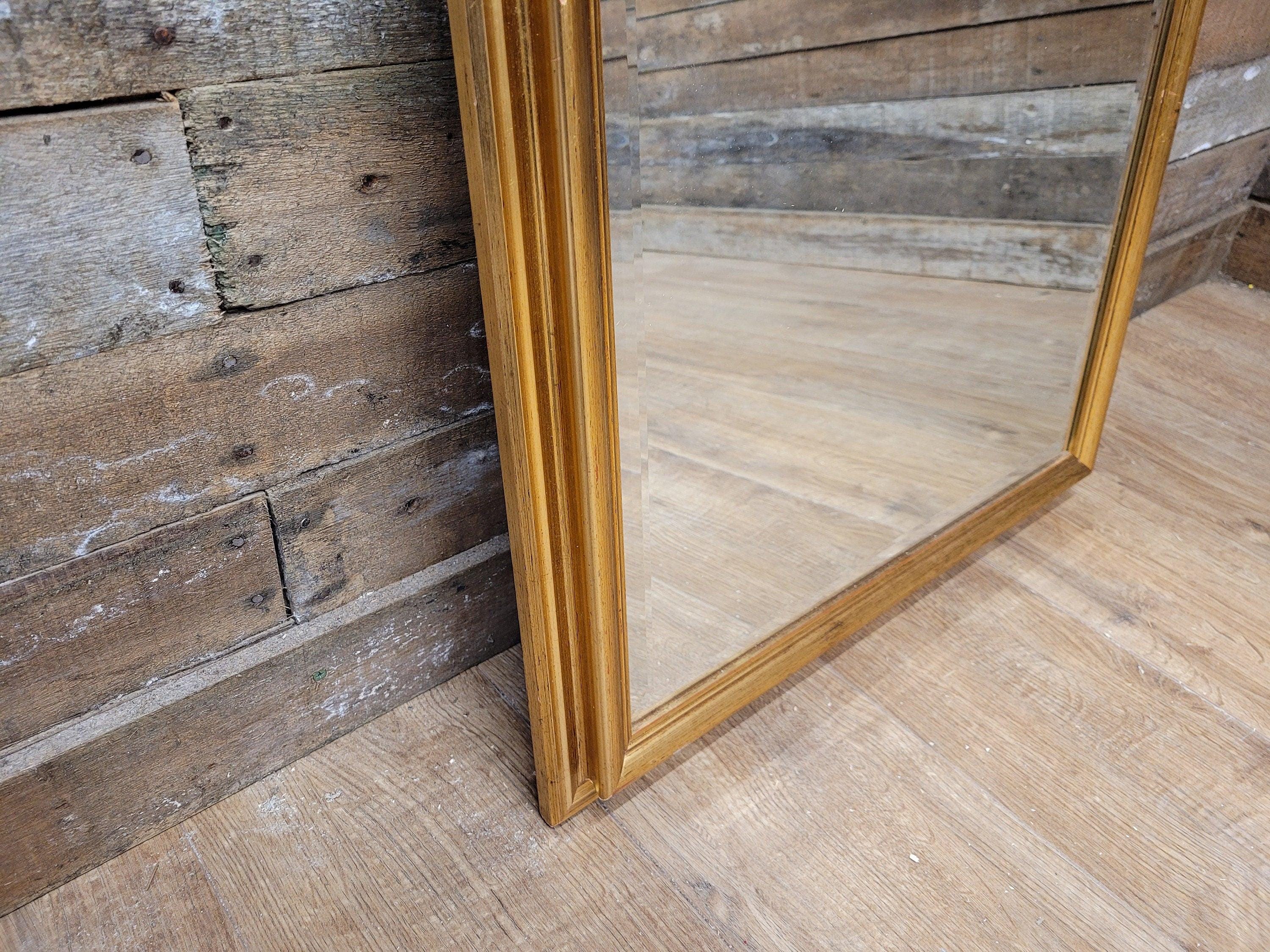 Vintage Gilt Over Mantle Wall Mirror Gold Distressed Framed
