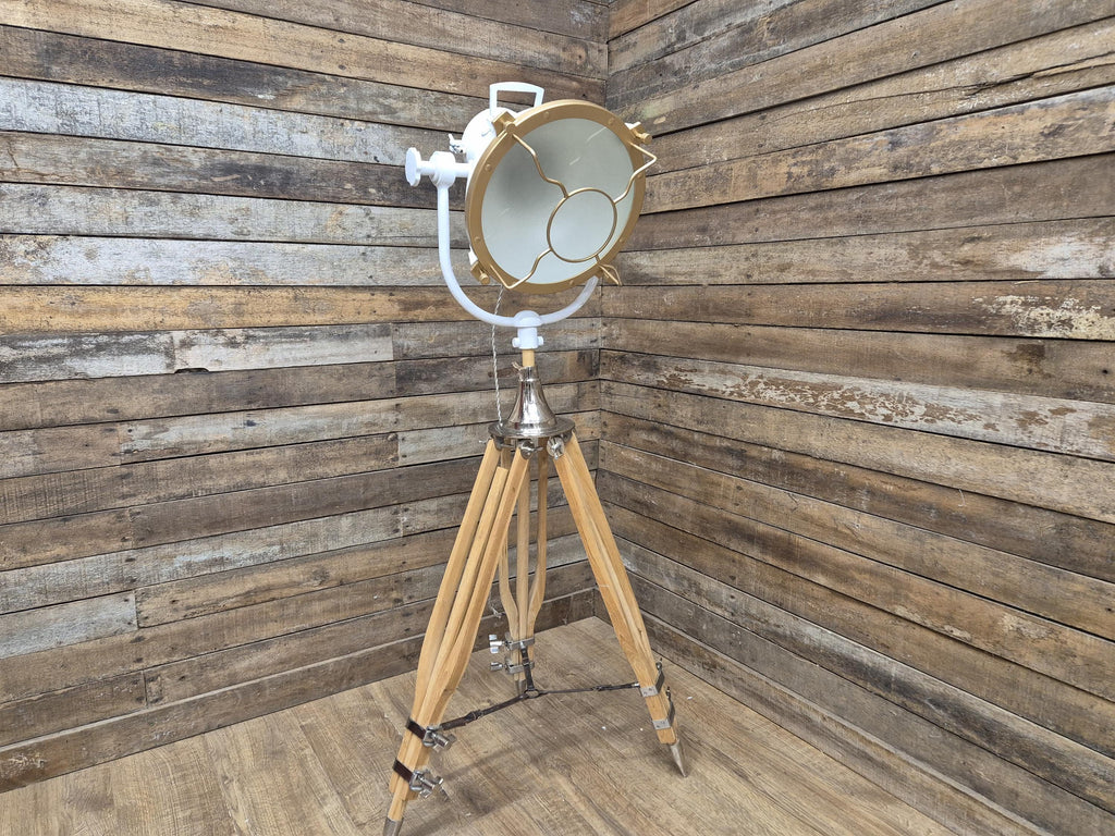 Vintage Lightly Distressed Tripod Floor Lamp Adjustable Height