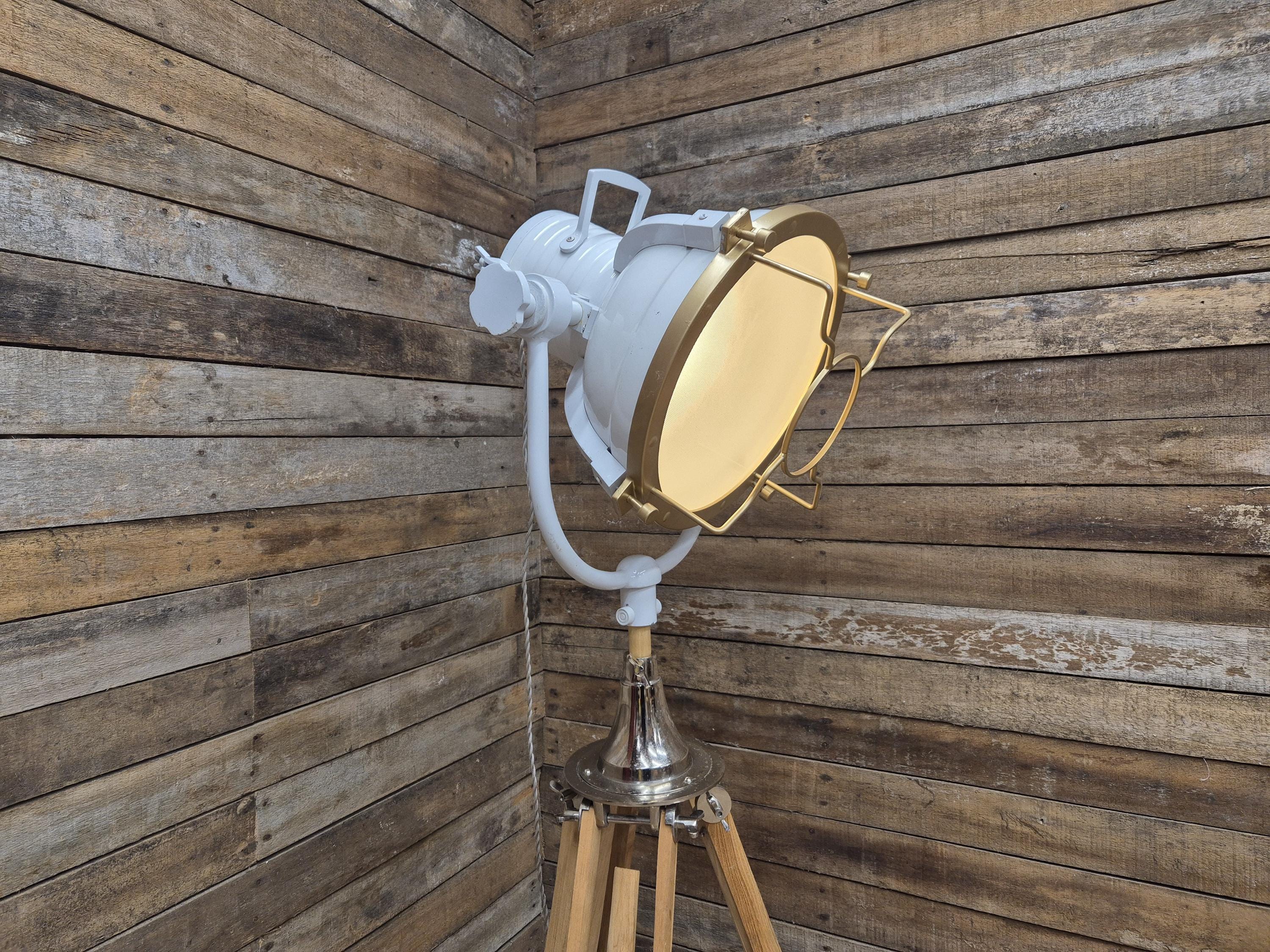 Vintage Lightly Distressed Tripod Floor Lamp Adjustable Height