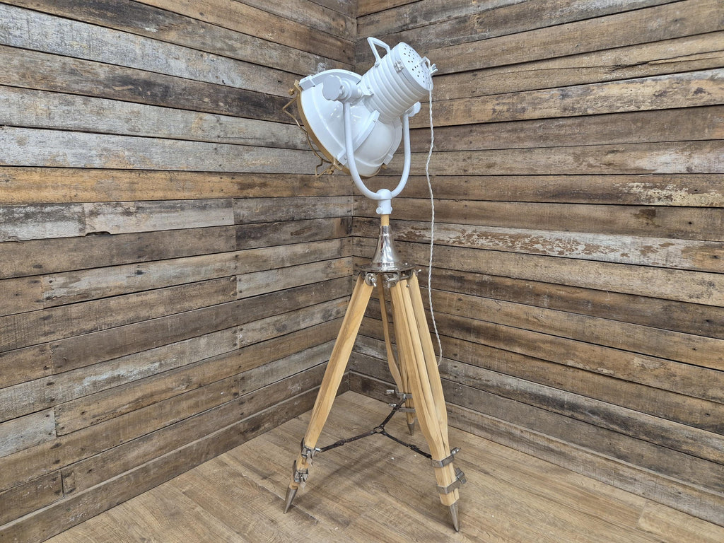 Vintage Lightly Distressed Tripod Floor Lamp Adjustable Height