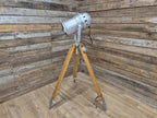 Vintage Tripod Floor Standing Prolight Spotlight Adjustable Height Distressed