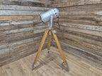 Vintage Tripod Floor Standing Prolight Spotlight Adjustable Height Distressed
