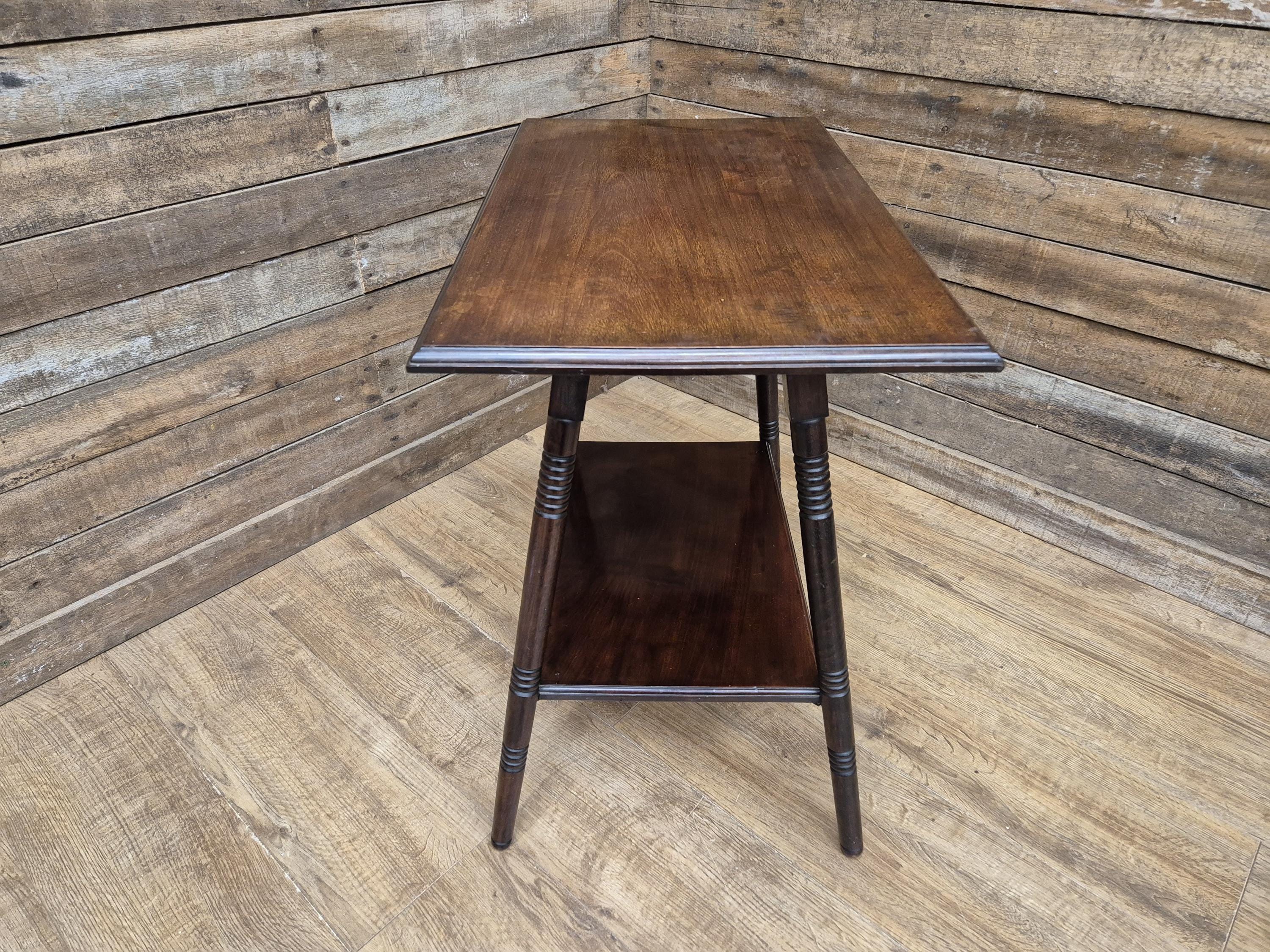 Antique Arts & Craft Flame Mahogany Hall Table Plant Stand Wine Table
