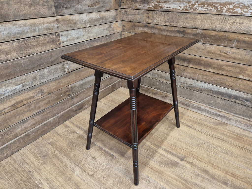 Antique Arts & Craft Flame Mahogany Hall Table Plant Stand Wine Table