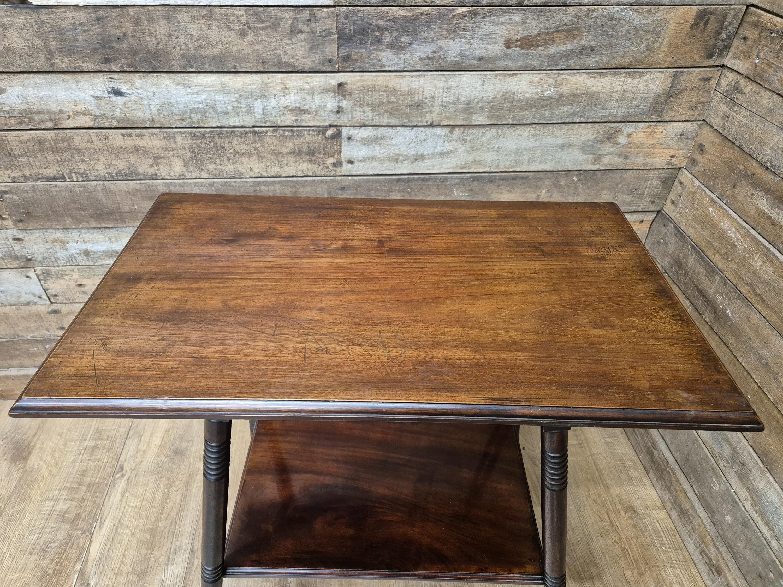Antique Arts & Craft Flame Mahogany Hall Table Plant Stand Wine Table
