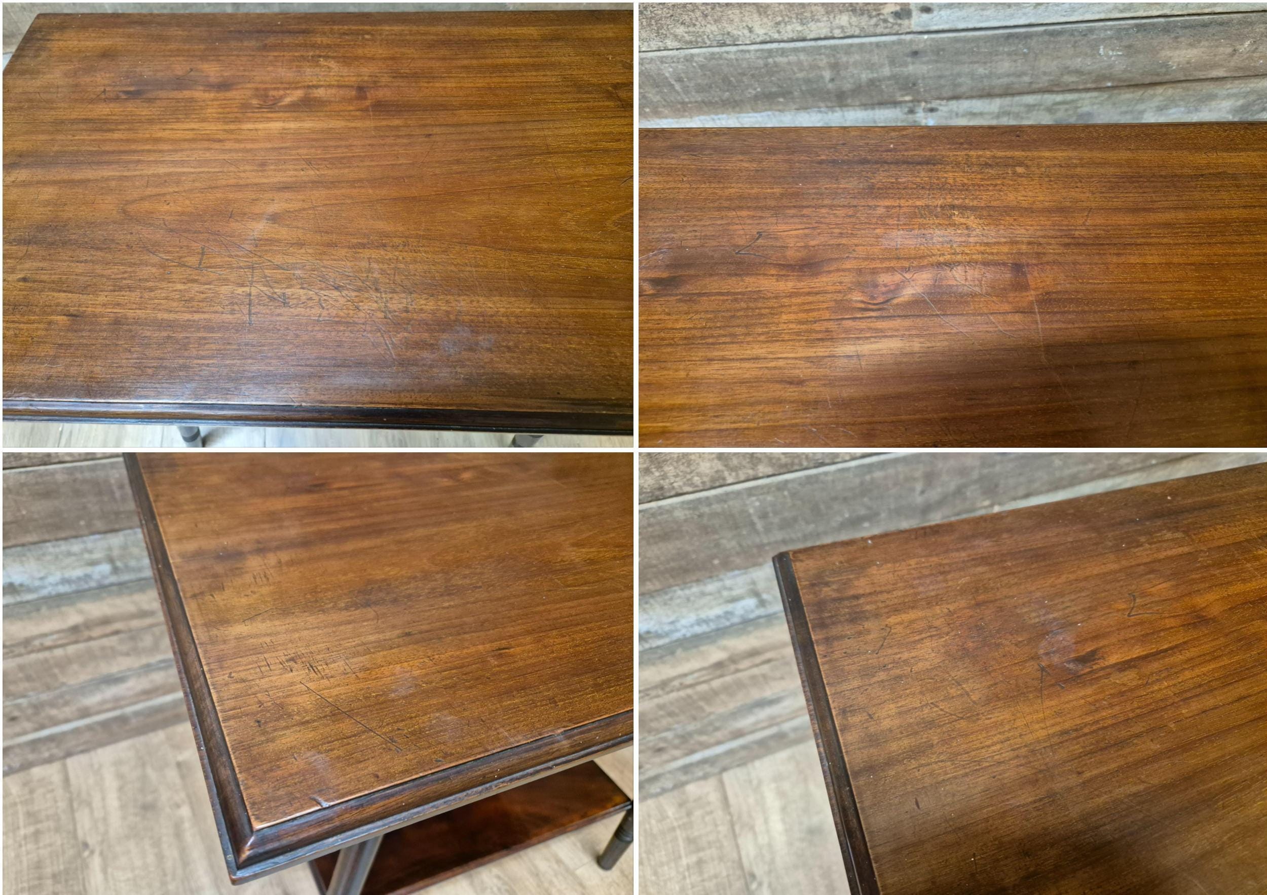 Antique Arts & Craft Flame Mahogany Hall Table Plant Stand Wine Table