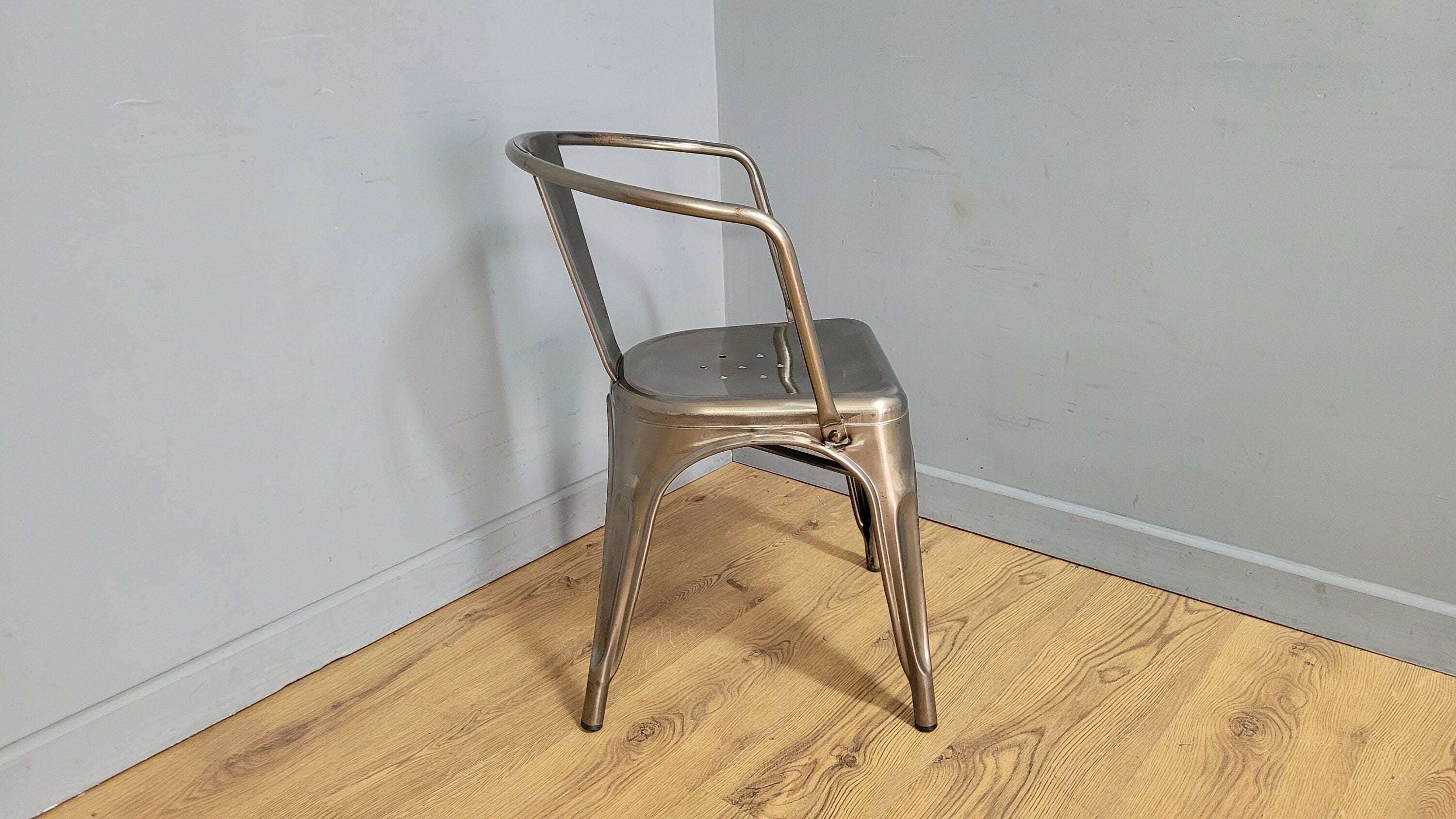French Bistro Style Industrial Side Chair Gun Metal Bedroom Office Desk Chair