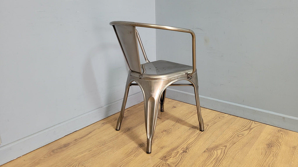 French Bistro Style Industrial Side Chair Gun Metal Bedroom Office Desk Chair