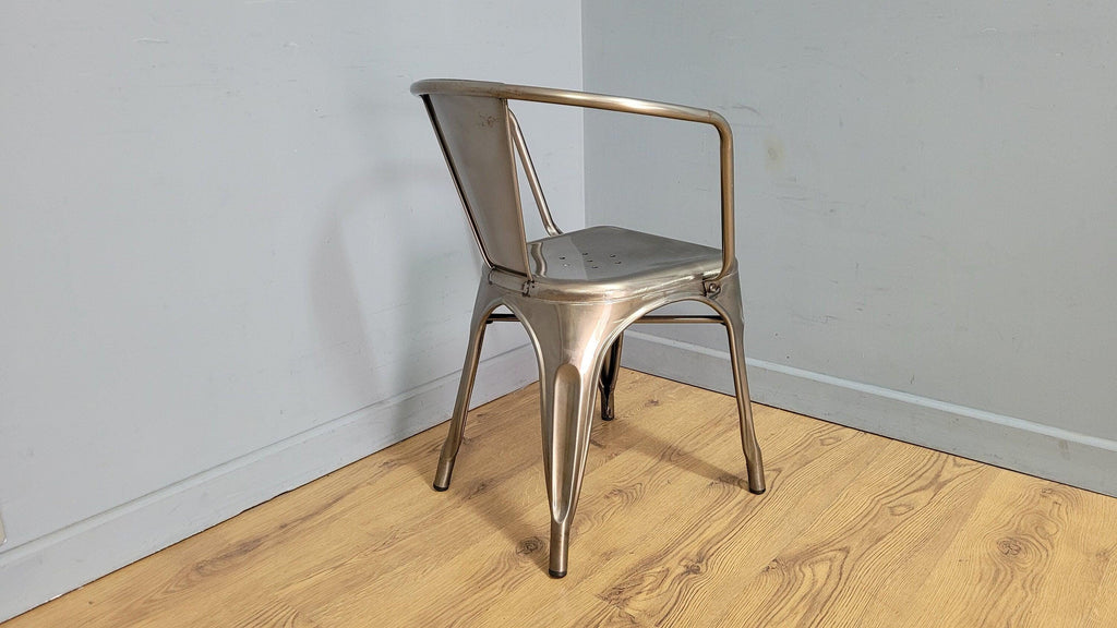French Bistro Style Industrial Side Chair Gun Metal Bedroom Office Desk Chair