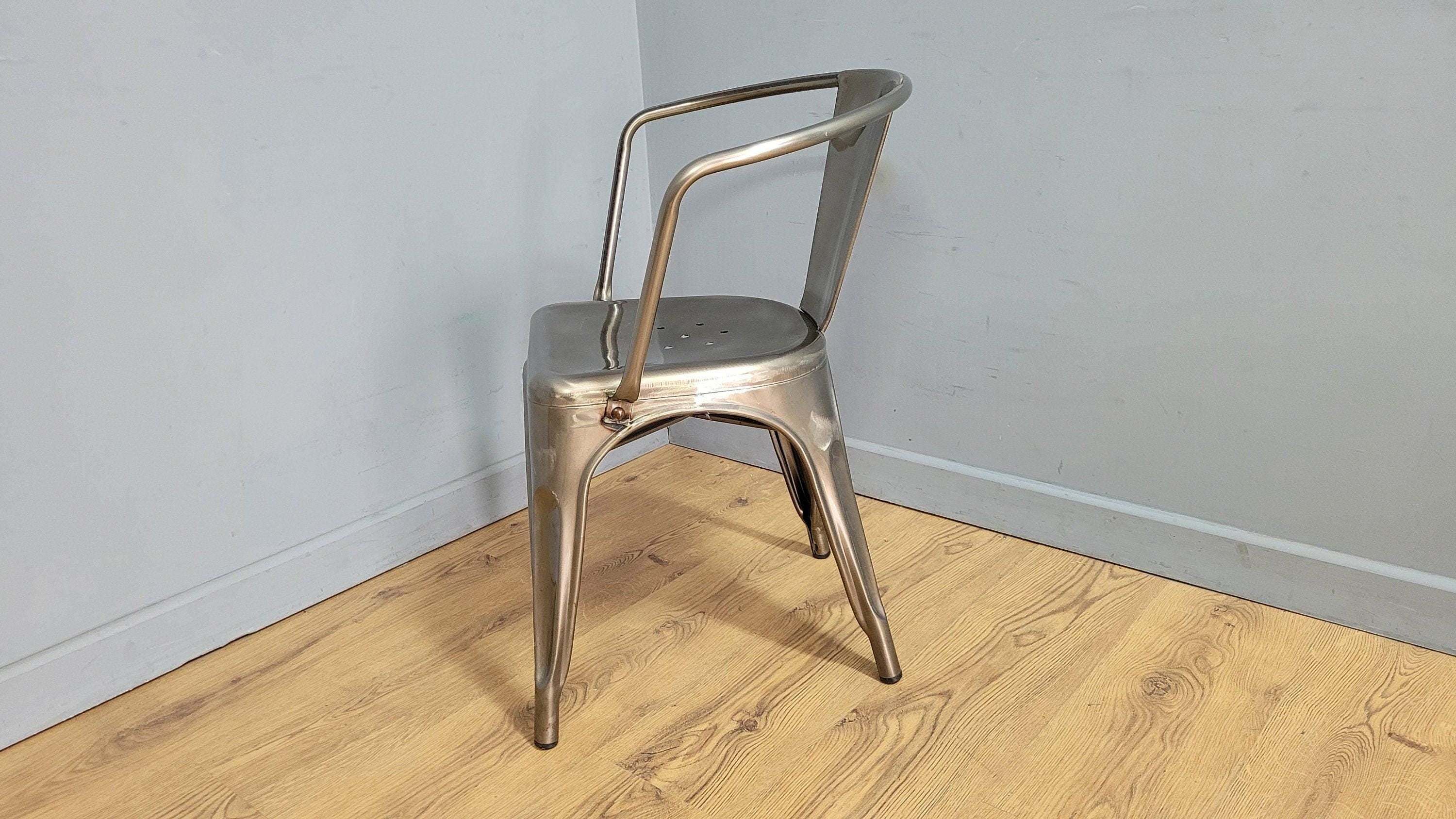 French Bistro Style Industrial Side Chair Gun Metal Bedroom Office Desk Chair