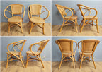 Pair Of Mid Century Wicker Retro Chic Cane Seats Bucket Tub Egg Rattan Chairs