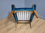 Mid Century Teak Trimmed Armchair Newly Upholstered Button Backed Retro Chic