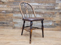 Vintage Country House Brown Leather Padded Seat Wheel Back Bedroom Hall Chair
