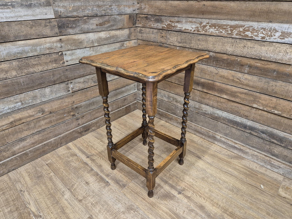 Vintage Barley Twist Pie Crust Oak Side Table Hall Table Plant Stand