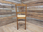 Antique Edwardian Hall Bedroom Chair Spindle Backed Floral Seat Fabric