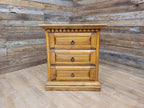 Vintage Rustic Pine Mexican Style Three Drawer Storage Chest