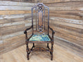 Michigan Chair Co Antique Arts And Crafts Panel Back Throne Chair Dragonfly Seat