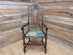 Michigan Chair Co Antique Arts And Crafts Panel Back Throne Chair Dragonfly Seat
