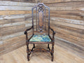 Michigan Chair Co Antique Arts And Crafts Panel Back Throne Chair Dragonfly Seat