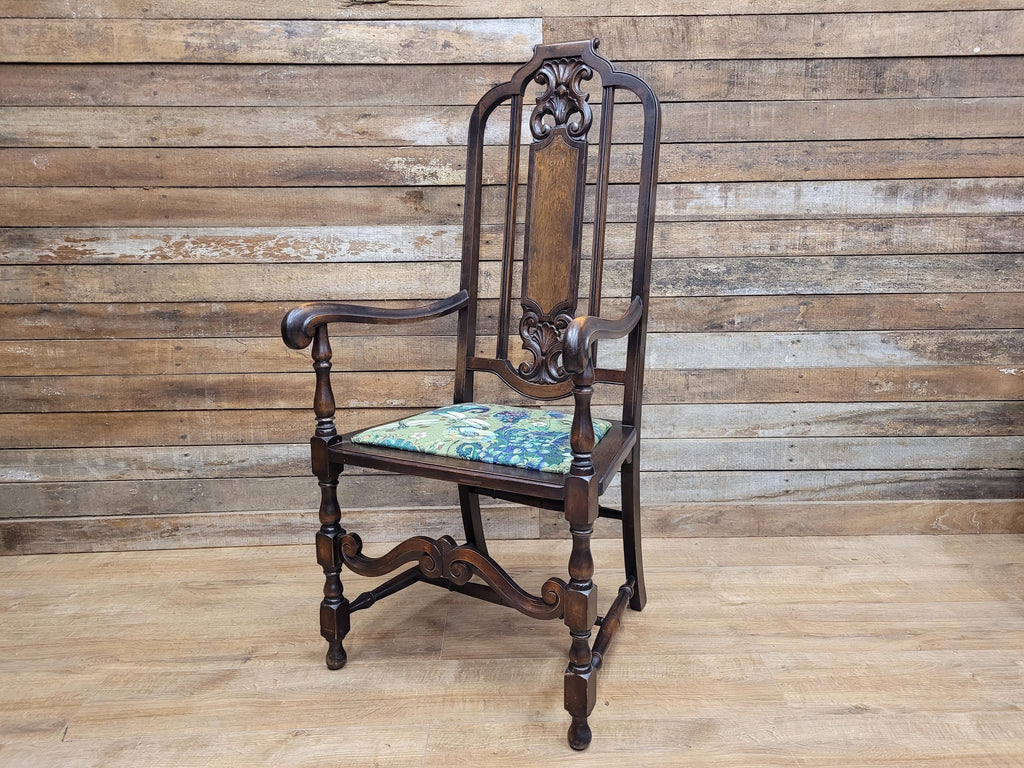 Michigan Chair Co Antique Arts And Crafts Panel Back Throne Chair Dragonfly Seat