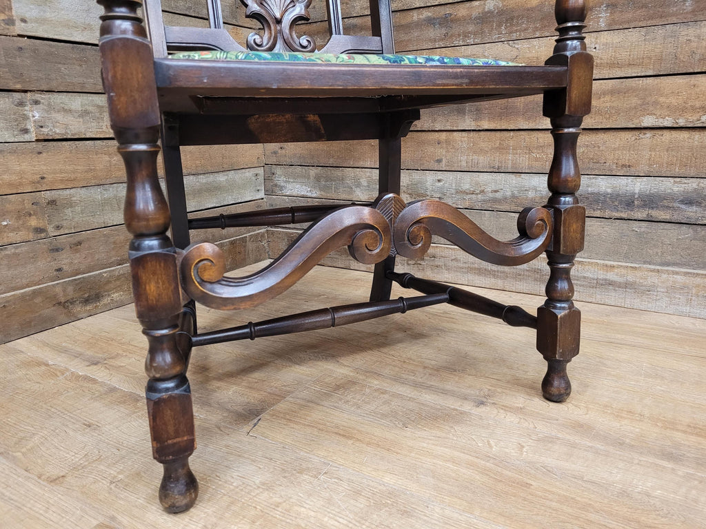 Michigan Chair Co Antique Arts And Crafts Panel Back Throne Chair Dragonfly Seat