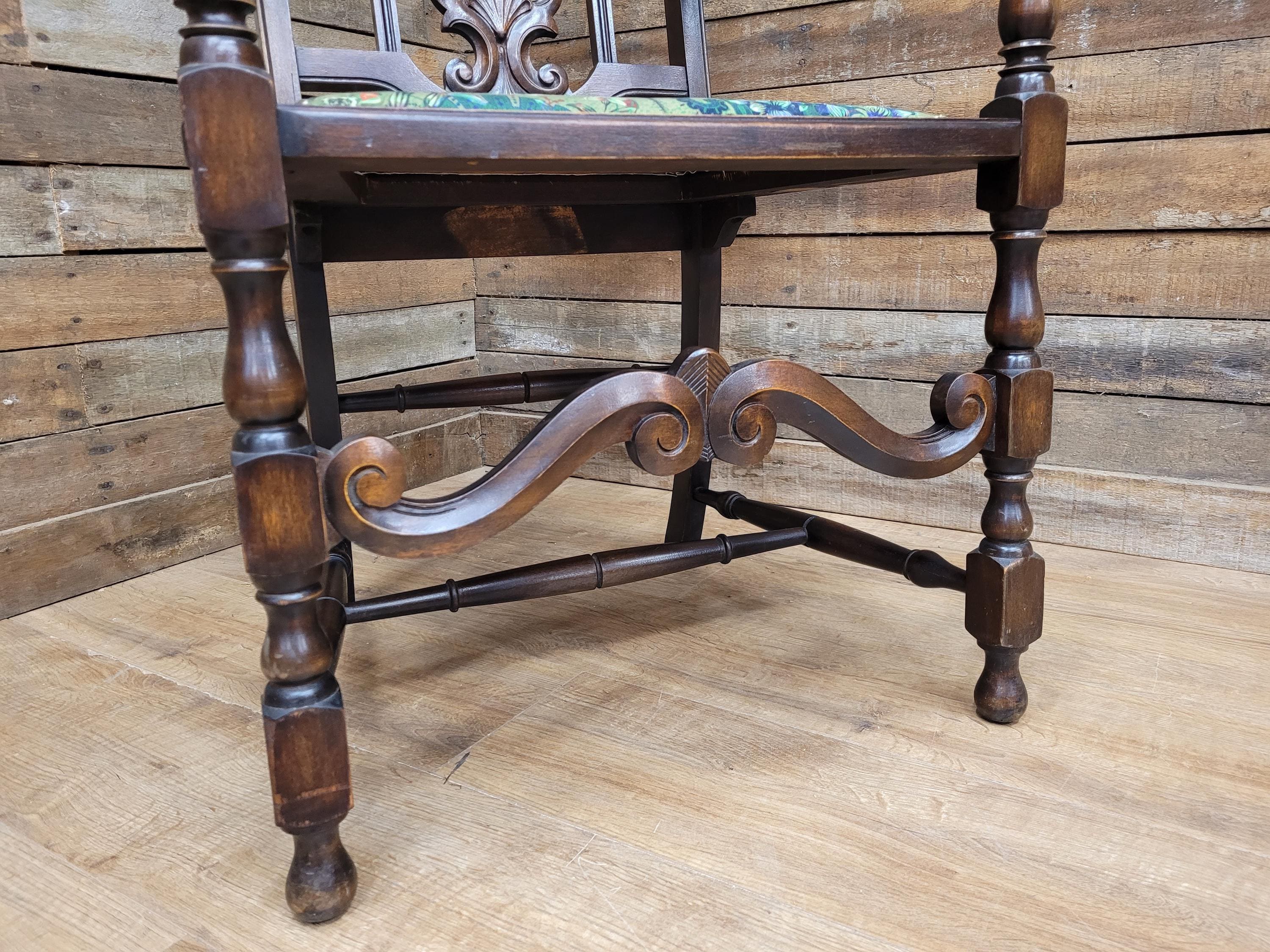 Michigan Chair Co Antique Arts And Crafts Panel Back Throne Chair Dragonfly Seat
