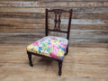 Antique Edwardian Carved Back Saloon Chair Padded Seat Ceramic Casters