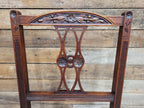 Antique Edwardian Carved Back Saloon Chair Padded Seat Ceramic Casters
