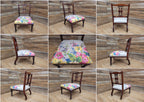 Antique Edwardian Carved Back Saloon Chair Padded Seat Ceramic Casters