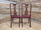 Two Vintage Art Deco Style Splat Back Dining Bedroom Hall Chairs Padded Seats