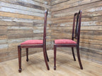 Two Vintage Art Deco Style Splat Back Dining Bedroom Hall Chairs Padded Seats