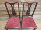 Two Vintage Art Deco Style Splat Back Dining Bedroom Hall Chairs Padded Seats