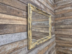 Vintage Distressed Gold & Black Framed Bevel Edged Over Mantle Wall Mirror