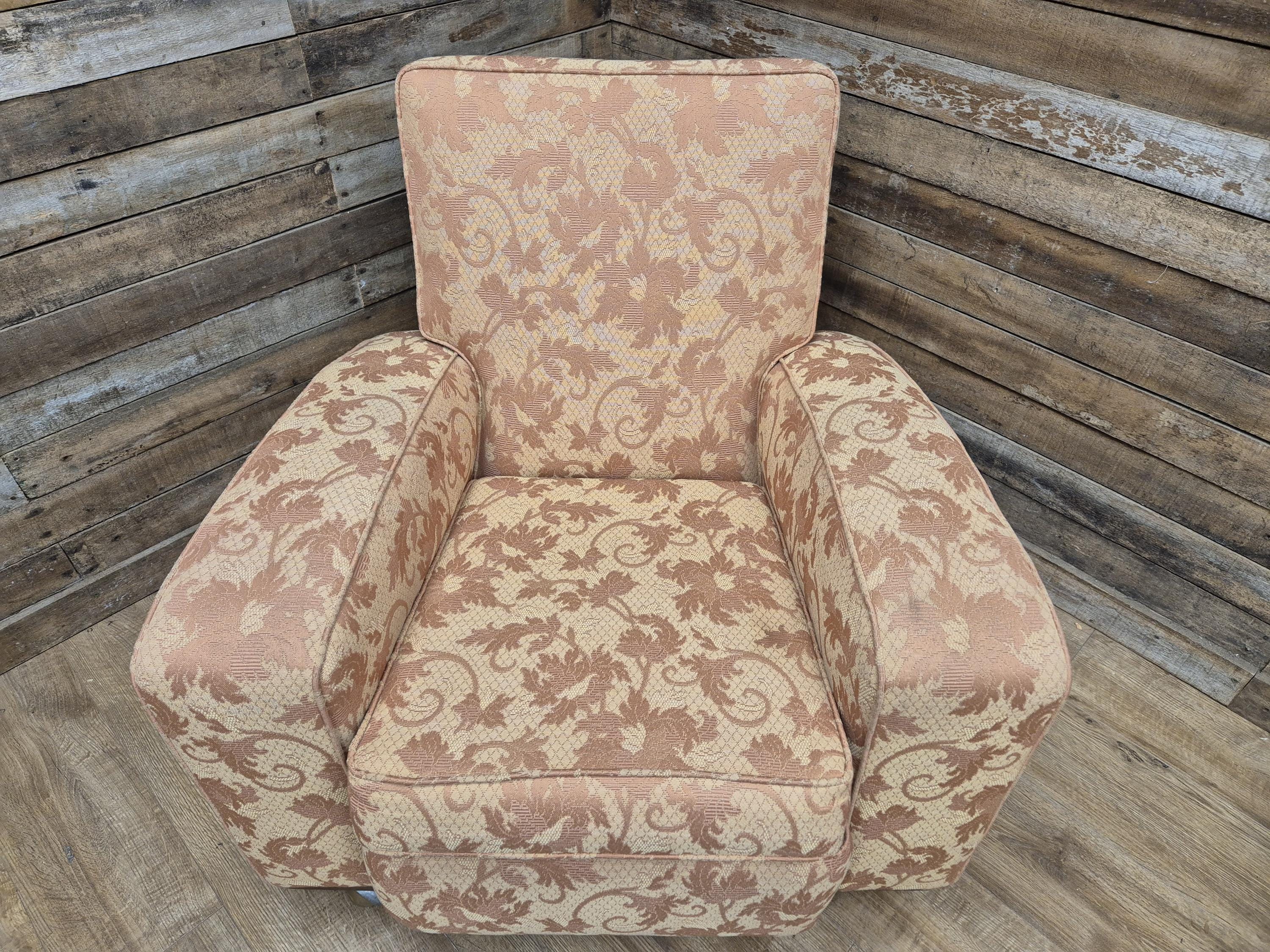 Vintage Art Deco Armchair Club Chair On Casters