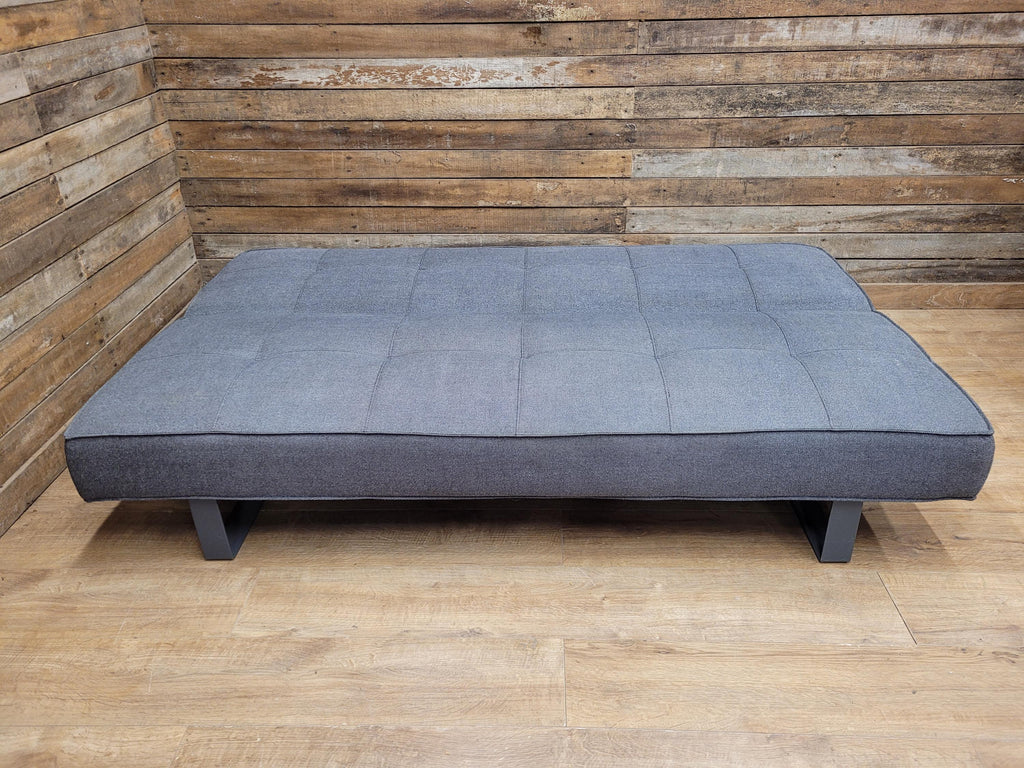 Retro Style Three Seater Sofa Bed Grey Fabric Double Day Bed