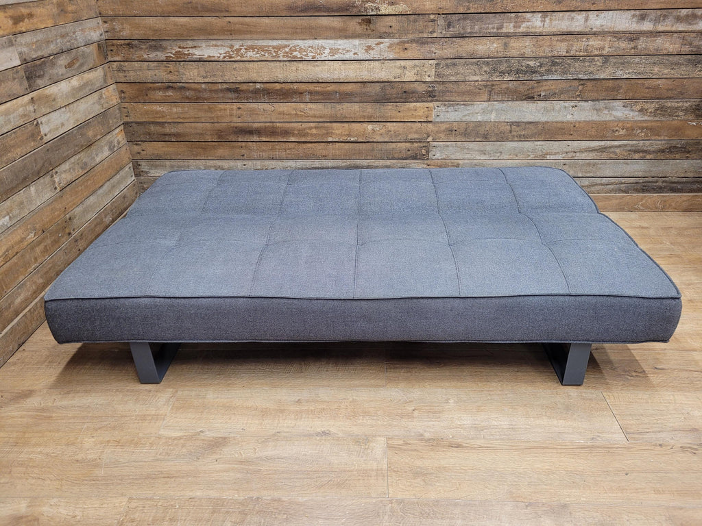 Retro Style Three Seater Sofa Bed Grey Fabric Double Day Bed