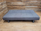 Retro Style Three Seater Sofa Bed Grey Fabric Double Day Bed