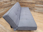 Retro Style Three Seater Sofa Bed Grey Fabric Double Day Bed