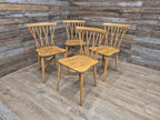 4 Mid Century Ercol 376 Blonde Candlestick Windsor Dining Chairs Vintage Retro