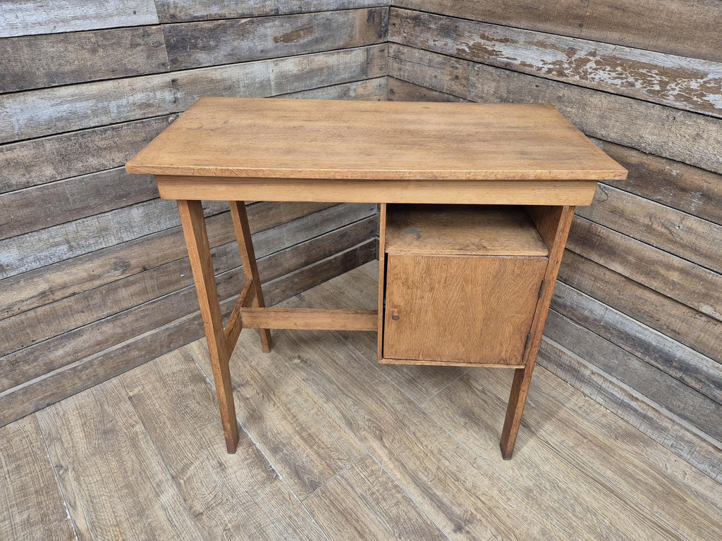 Vintage Distressed Office Study Industrial Library Desk Two Drawers With Key
