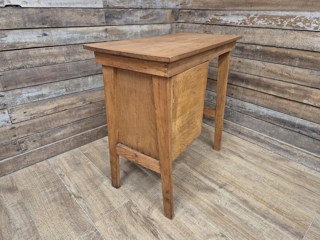 Vintage Distressed Office Study Industrial Library Desk Two Drawers With Key