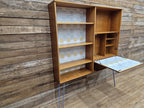 Remodelled William Lawrence Teak Bureau Bookcase with Hairpin Legs Retro Lining