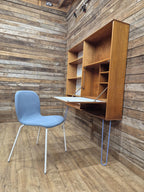 Remodelled William Lawrence Teak Bureau Bookcase with Hairpin Legs Retro Lining