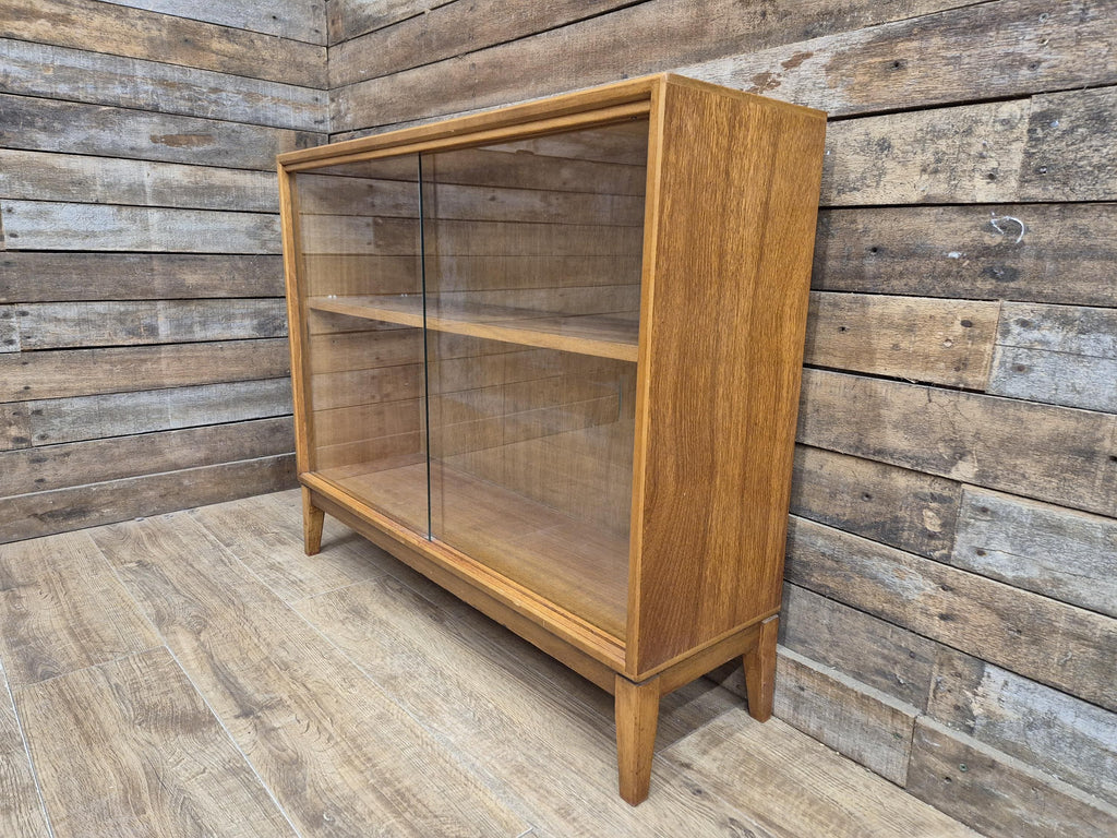 Herbert Gibbs Mid-Century Teak Display Cabinet with Sliding Glass Doors Retro