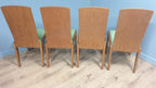Four High Back Olive Green Leatherette Dining Chairs